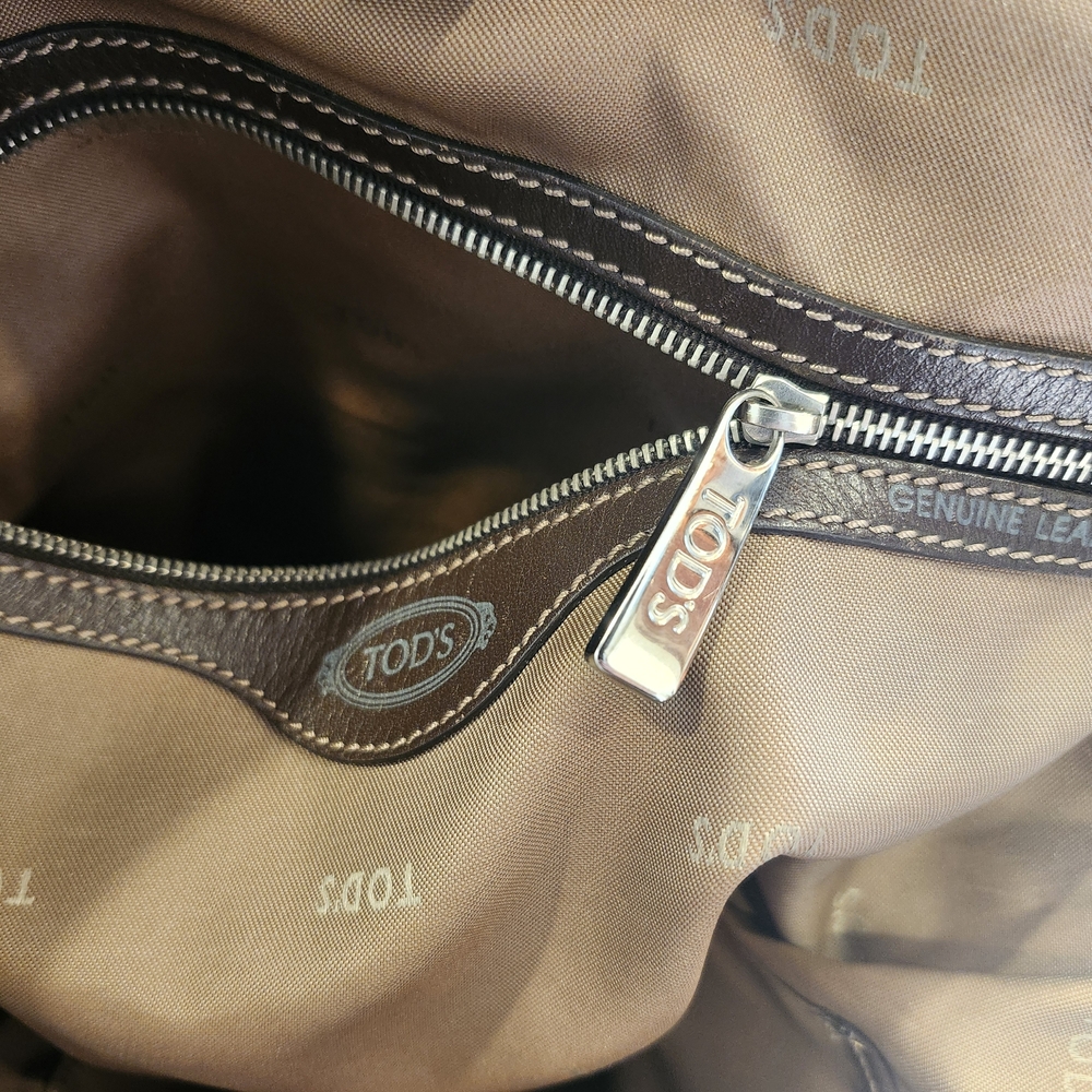 Tod's Tote/Crossbody, Tan/Brown Coated Canvas/Leather, Shoulder Bag - Picture 11 of 16